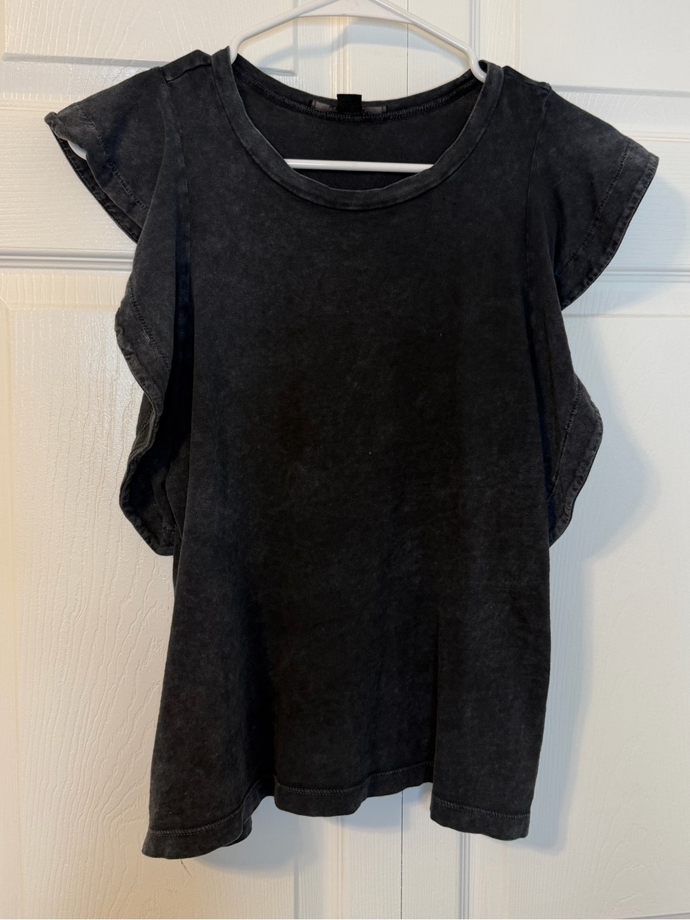 All Saints Women’s Lara Ruffle Cami 100% Cotton Black Acid Wash SZ 4